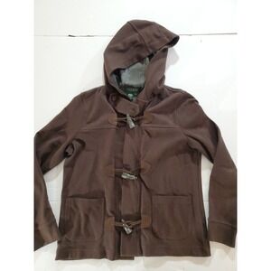 Lauren Ralph Lauren Women's M Medium Brown Duffle Coat Jacket Hood Toggles